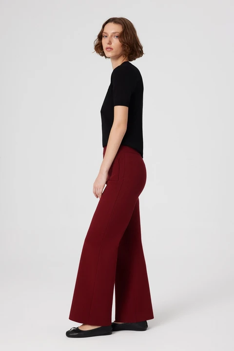 Bordo Cep Detaylı Fermuarlı Kadın Pantolon - 2