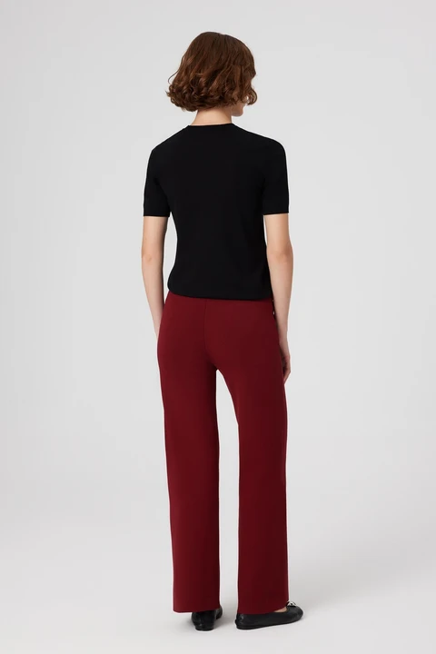 Bordo Cep Detaylı Fermuarlı Kadın Pantolon - 3