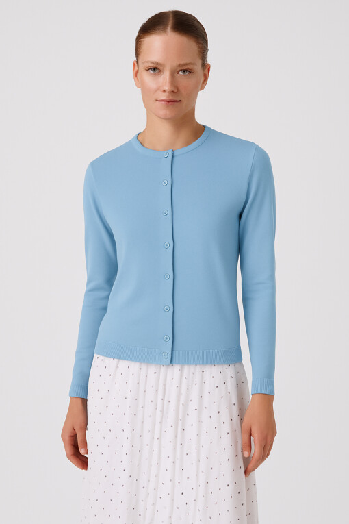 Baby Blue Buttoned Women's Cardigan 