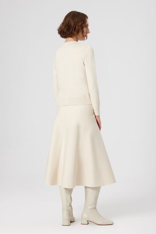 Beige Button Detail Women's Cardigan - Triko Mısırlı