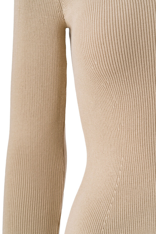 Beige V-Neck Women's Sweater - Triko Mısırlı