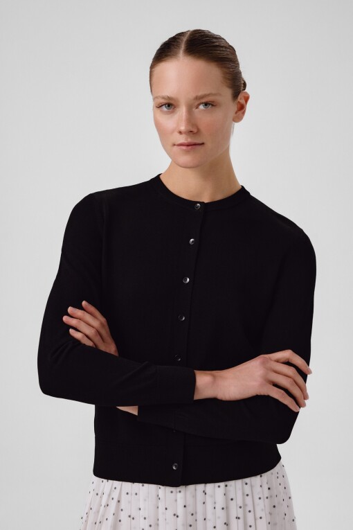 Black Buttoned Women's Cardigan - Triko Mısırlı