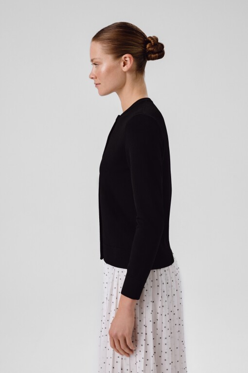 Black Buttoned Women's Cardigan - Triko Mısırlı