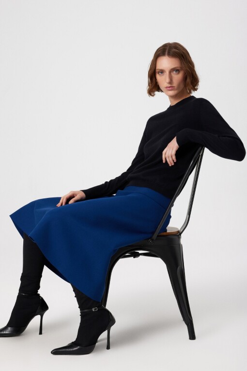 Black Crew Neck Basic Women's Sweater - Triko Mısırlı