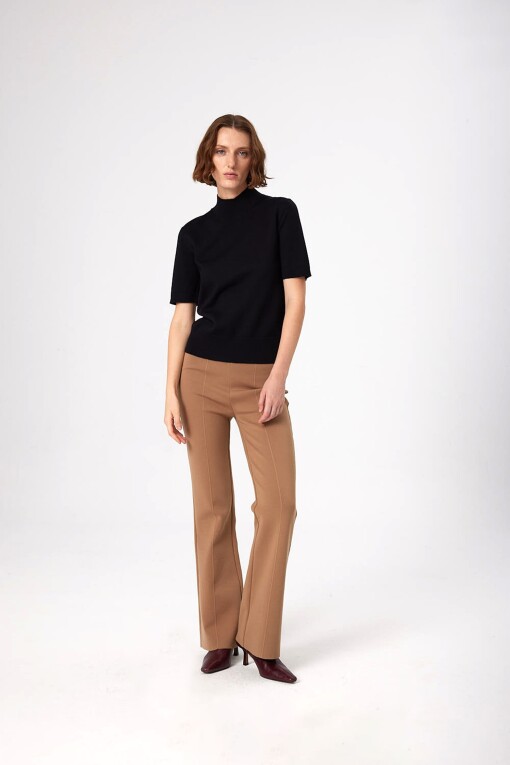 Black Half Turtle Neck Women's Sweater - Triko Mısırlı