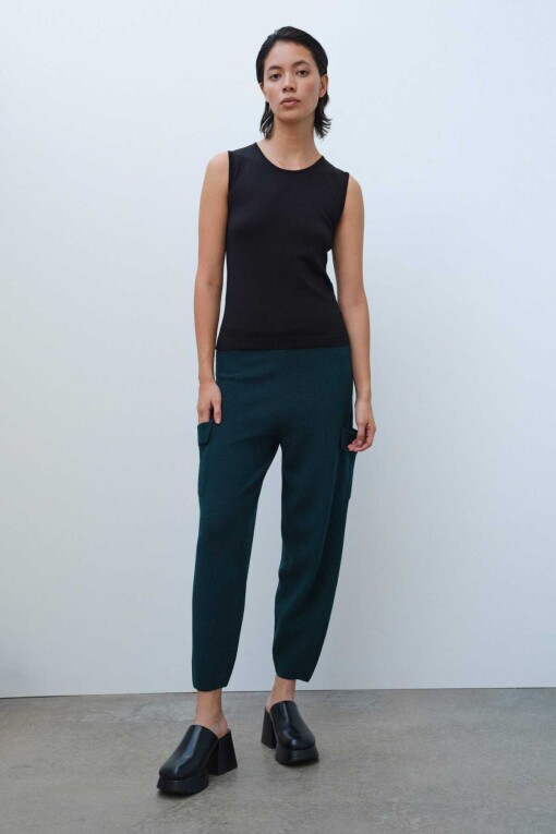 Black Knit Women's Camisole - Triko Mısırlı