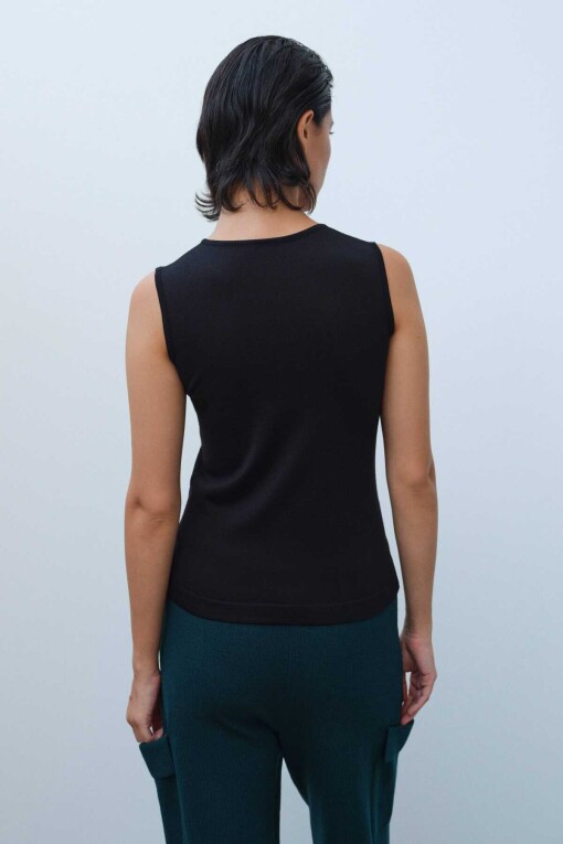 Black Knit Women's Camisole - Triko Mısırlı