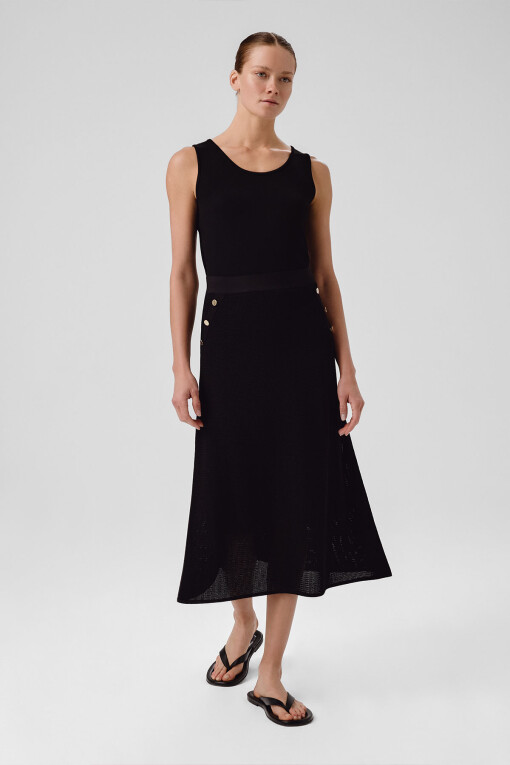 Black Mesh Midi Skirt 