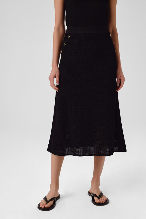 Black Mesh Midi Skirt - Triko Mısırlı