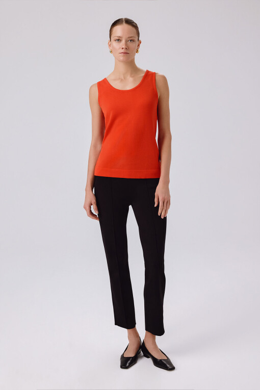 Black Ribbed Stitch Pocket Detail Women's Pants - Triko Mısırlı