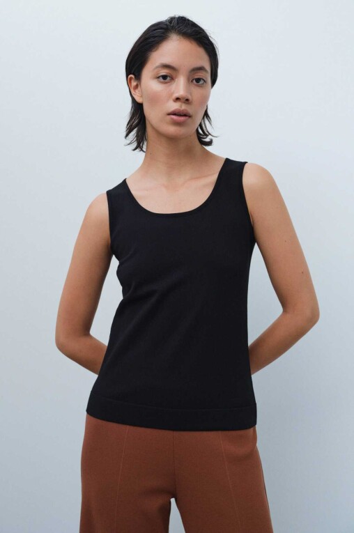 Black Sleeveless Women's Camisole - Triko Mısırlı