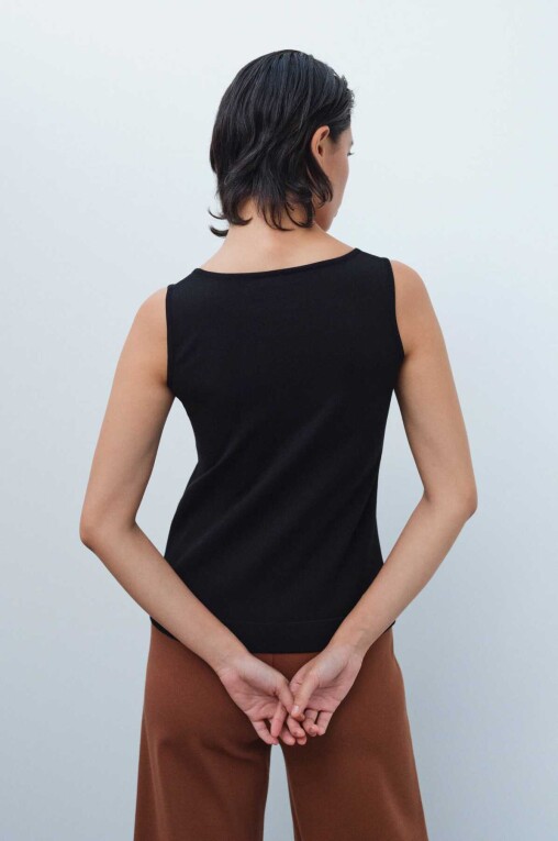 Black Sleeveless Women's Camisole - Triko Mısırlı