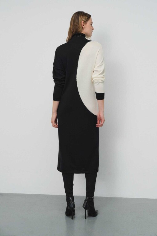 Black Turtle Neck Dress - Triko Mısırlı