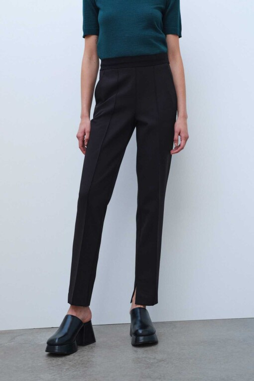 Black Women's Pants - Triko Mısırlı