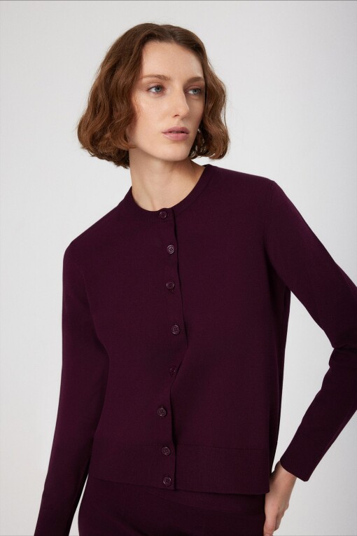 Blackberry Button Detail Women's Cardigan - Triko Mısırlı