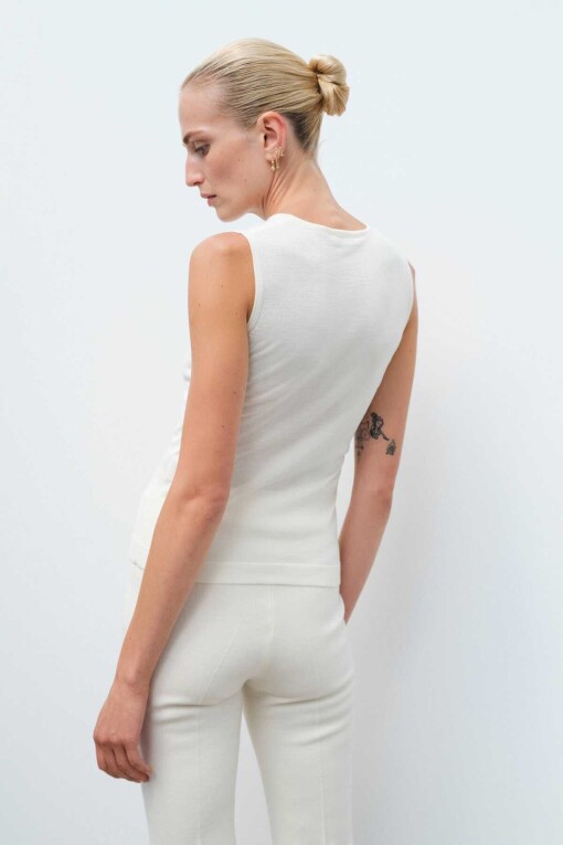 Bone Color Knit Women's Camisole - Triko Mısırlı