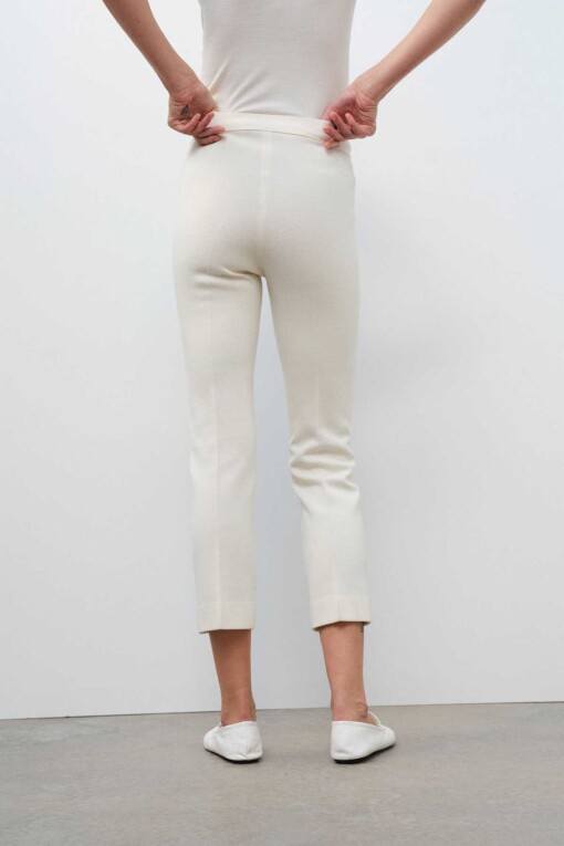 Bone Color Women's Pants - Triko Mısırlı