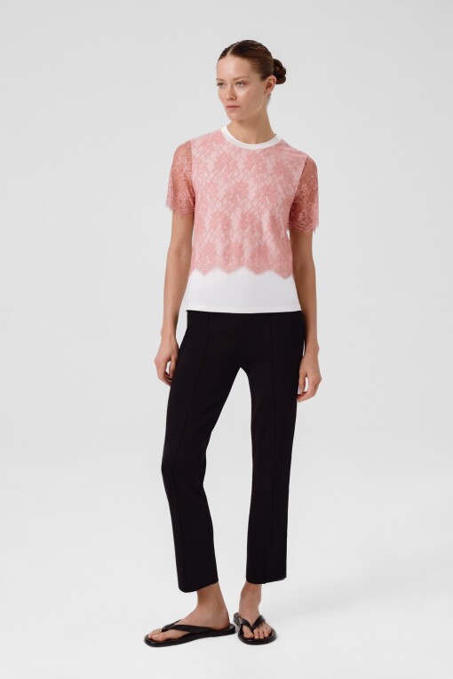 Bone Pink Lace Women's T-Shirt - Triko Mısırlı