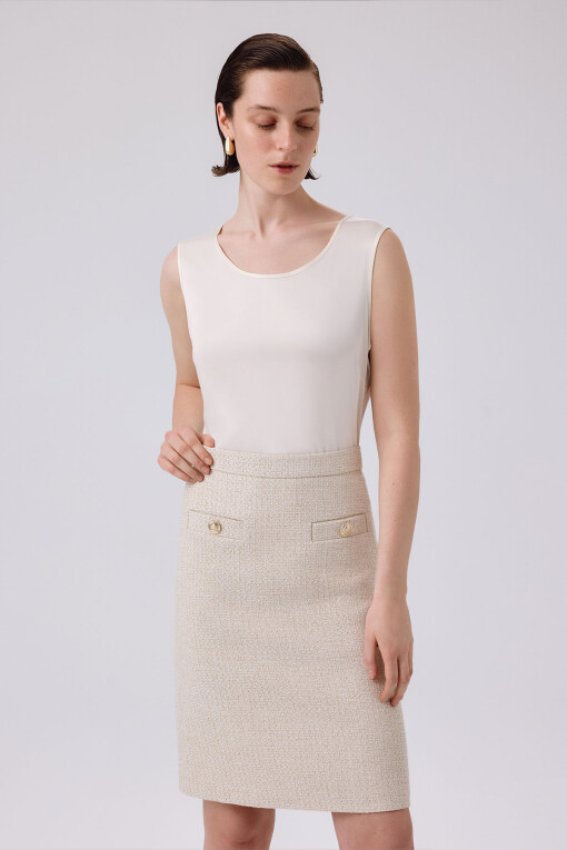 Bone Slit Detail Pencil Skirt - Triko Mısırlı