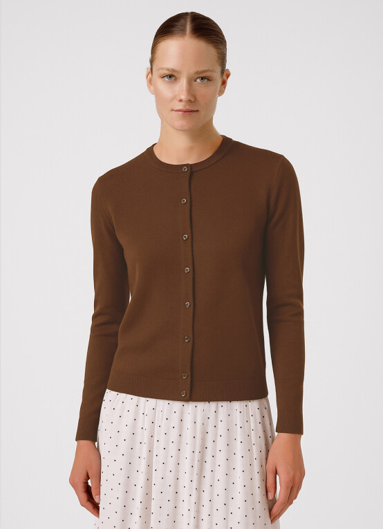 Brown Buttoned Women's Cardigan 