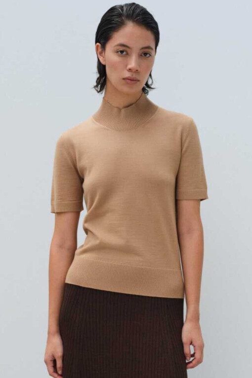 Brown Half Turtle Neck Women's Sweater - Triko Mısırlı