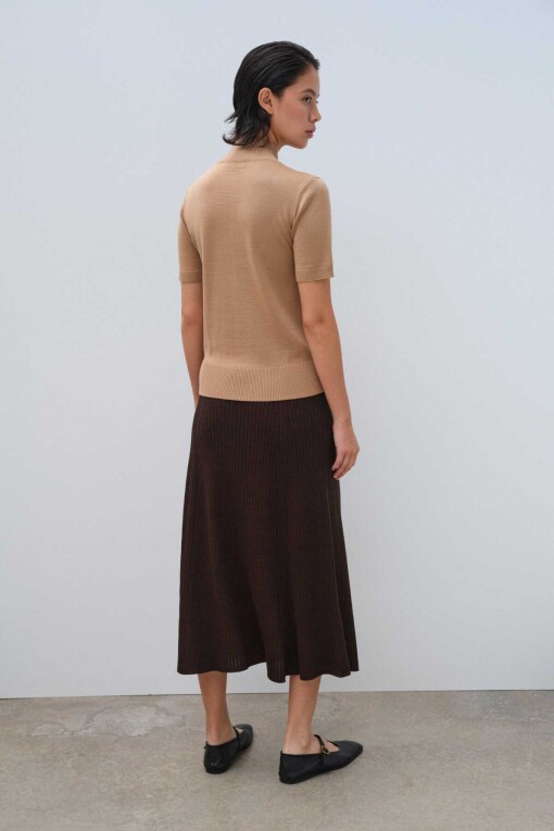 Brown Half Turtle Neck Women's Sweater - Triko Mısırlı