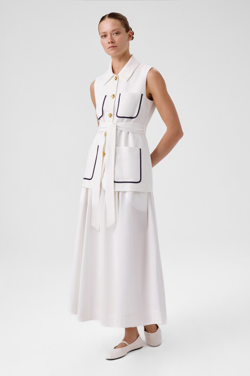 Ecru Belted Women's Vest 