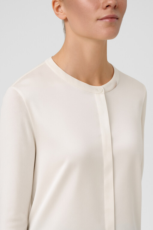 Ecru Contrast Fabric Buttoned Women's Cardigan - Triko Mısırlı
