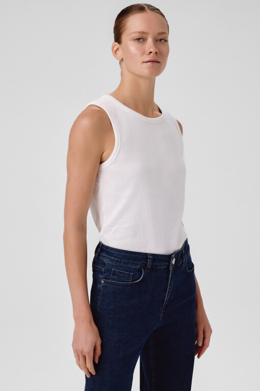 Ecru Ribbed Sleeveless Women's Camisole - Triko Mısırlı