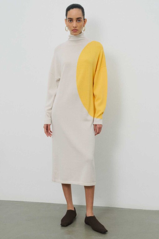 Ecru Turtle Neck Dress 