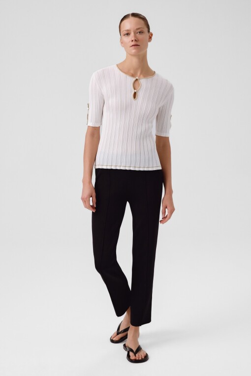 Ecru Window Detail Pearl Embellished Women's Sweater - Triko Mısırlı