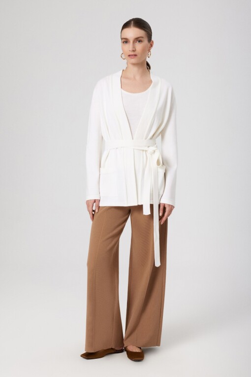 Ecru Wrap Pocket Women's Cardigan 