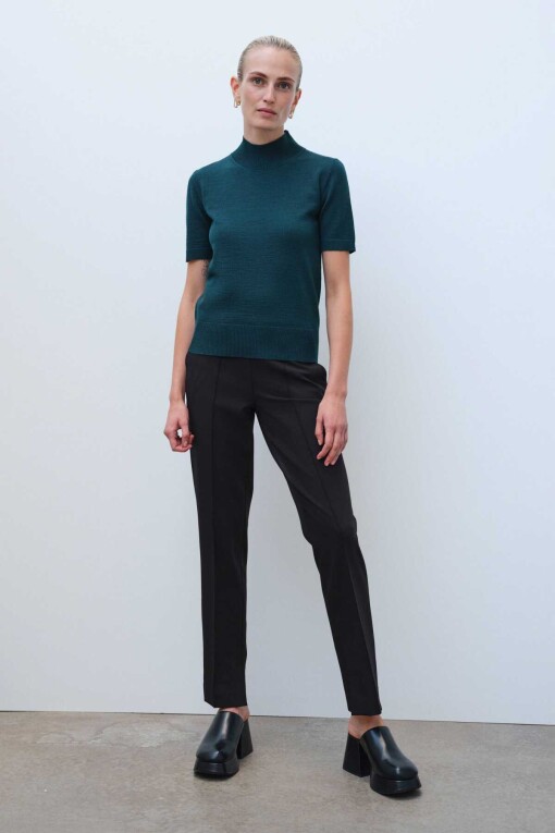 Green Half Turtle Neck Women's Sweater - Triko Mısırlı