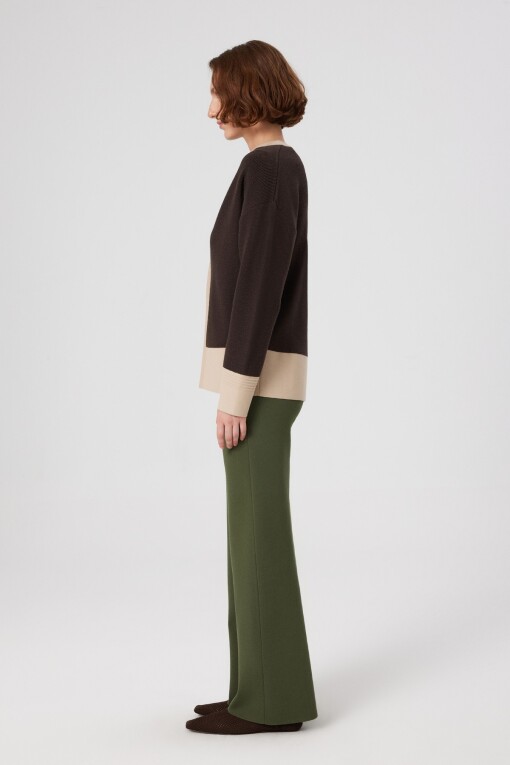 Green Pocket Detail Zippered Women's Pants - Triko Mısırlı
