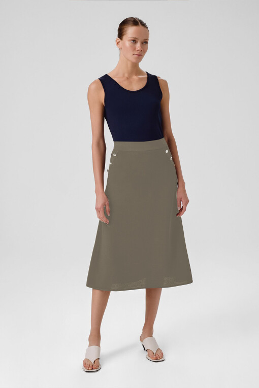 Grey Green Mesh Midi Skirt 