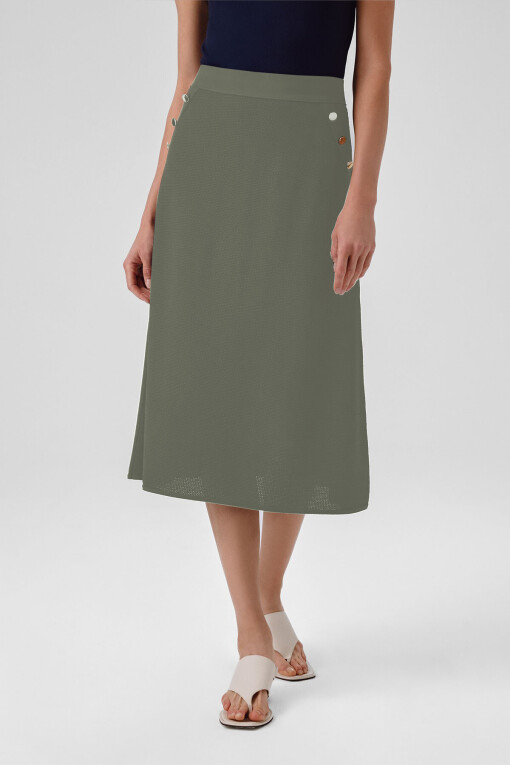 Grey Green Mesh Midi Skirt - Triko Mısırlı