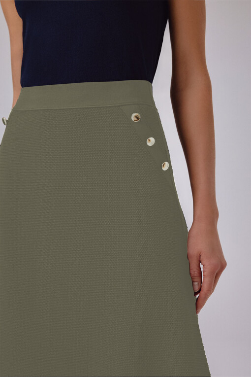 Grey Green Mesh Midi Skirt - Triko Mısırlı