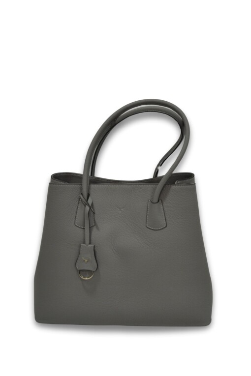 Grey Leather Shoulder Bag - MAPI DERI