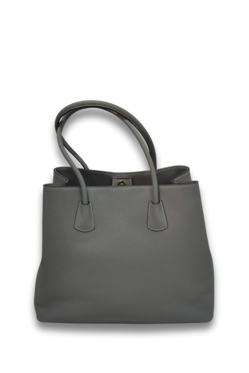 Grey Leather Shoulder Bag - MAPI DERI