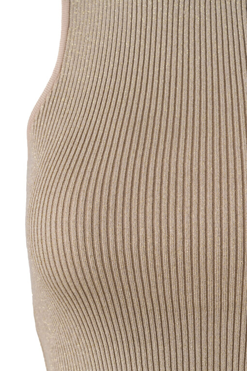 Halter Neck Beige Knit Crop Top - Triko Mısırlı