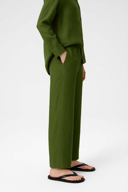 Khaki Slit Hem Women's Pants - Triko Mısırlı