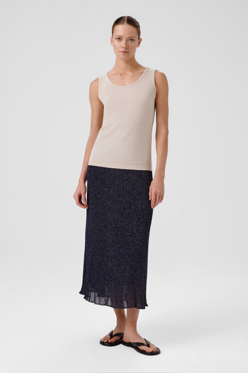 Light Beige Thick Strap Round Neck Women's Camisole - Triko Mısırlı