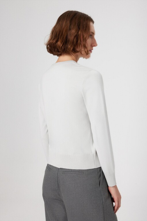 Light Gray Button Detail Women's Cardigan - Triko Mısırlı