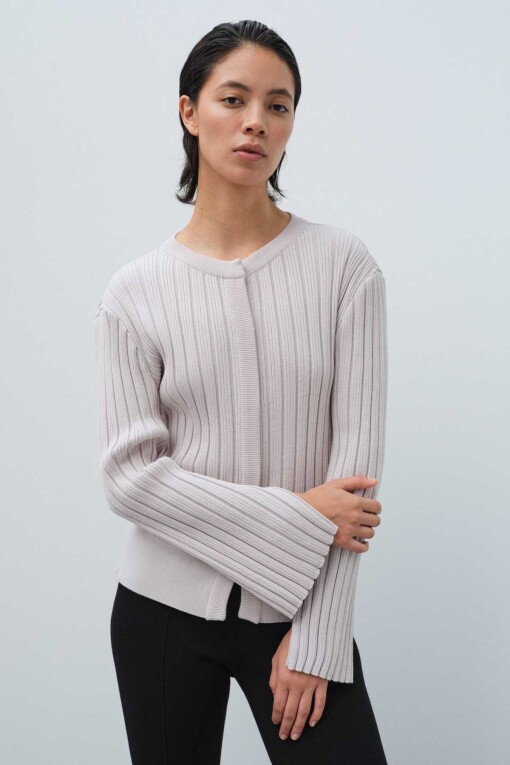 Light Powder Pink Snap Button Women's Cardigan 