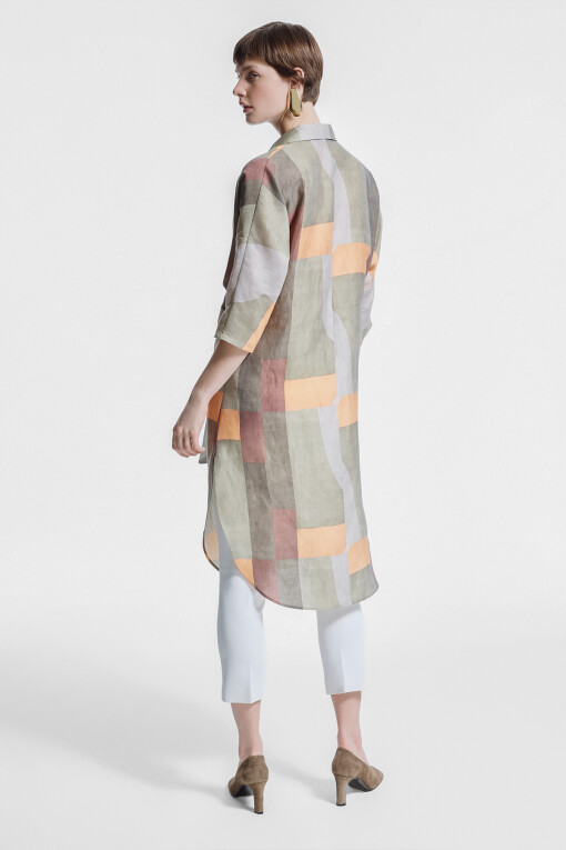Multicolor Shirt Collar Knot Detail Dress - Triko Mısırlı
