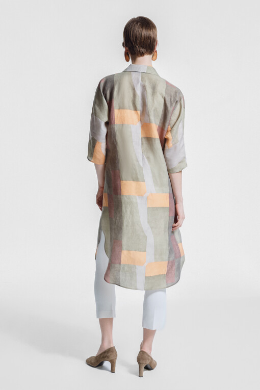 Multicolor Shirt Collar Knot Detail Dress - Triko Mısırlı