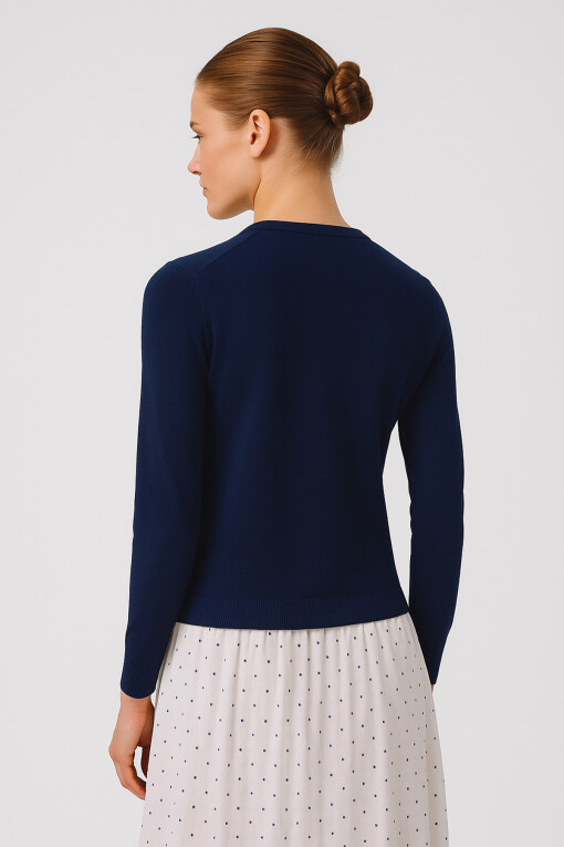 Navy Blue Buttoned Women's Cardigan - Triko Mısırlı