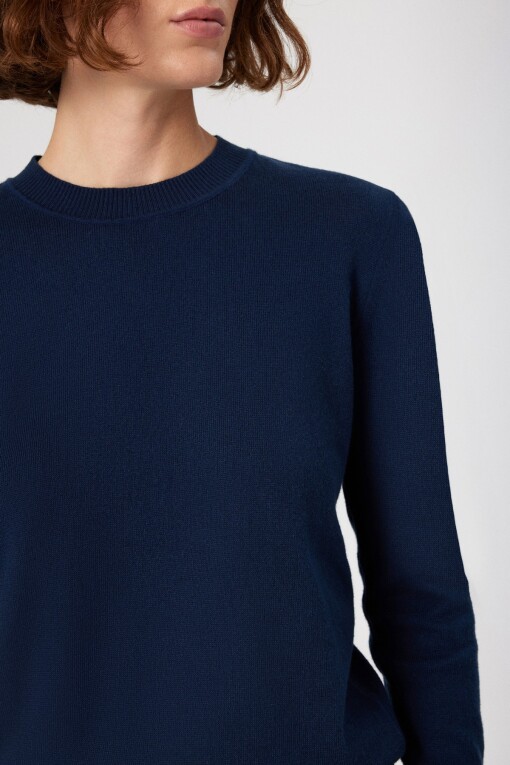 Navy Blue Crew Neck Basic Women's Sweater - Triko Mısırlı