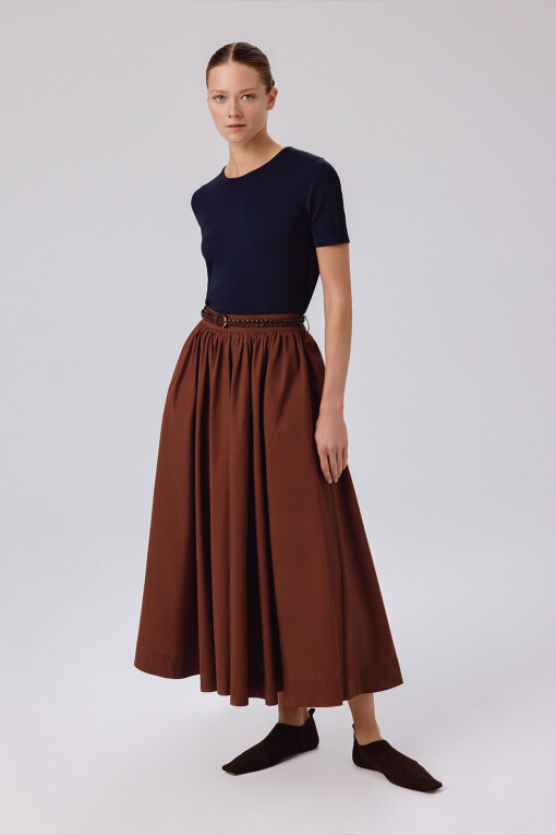 Navy Blue Crew Neck Short Sleeve Women's Sweater - Triko Mısırlı