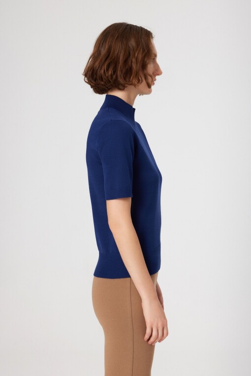 Navy Blue Half Turtle Neck Women's Sweater - Triko Mısırlı